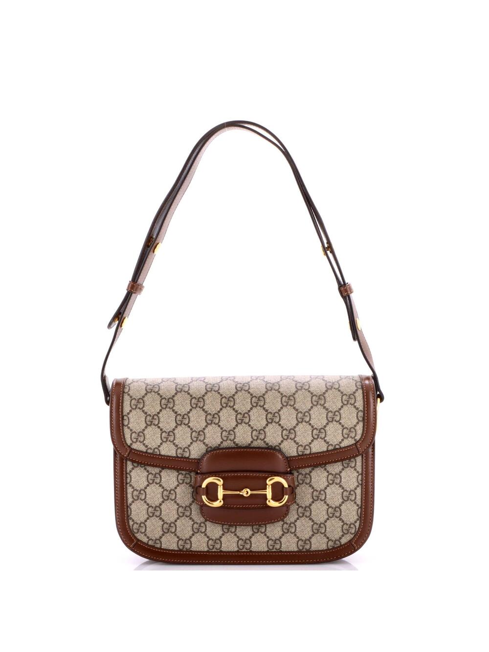 Gucci Horsebit Shoulder Bag Gg Coated #377613G21B
